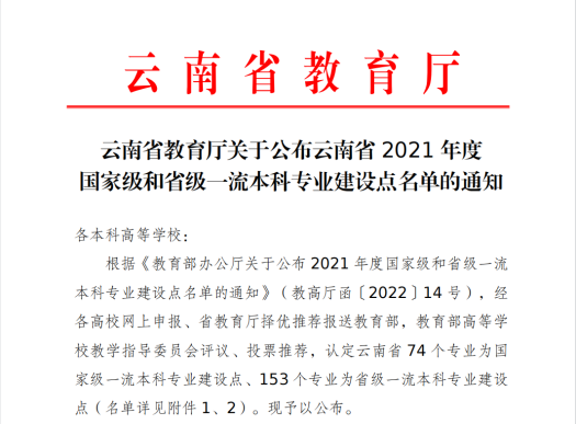 喜讯 | 昆明文理学院新增两个省级一流本科专业建设点